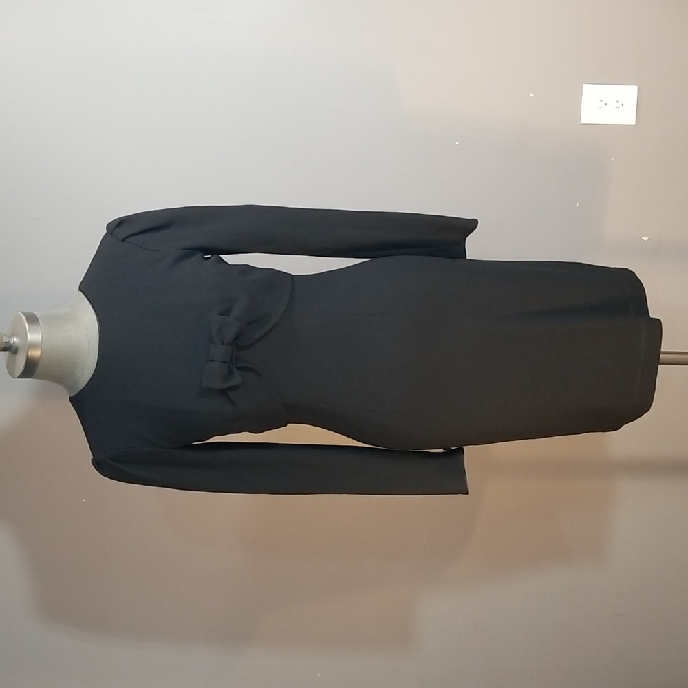 Vintage Laura Ashley black dress 100% wool size 6 long sleeves black made in GB
